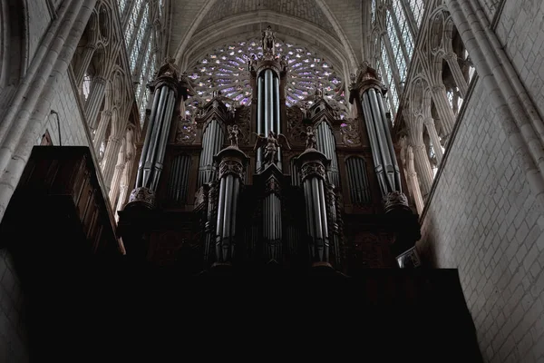 Tours França Fevereiro 2020 Detalhe Órgão Tours Catedral Saint Gatien — Fotografia de Stock