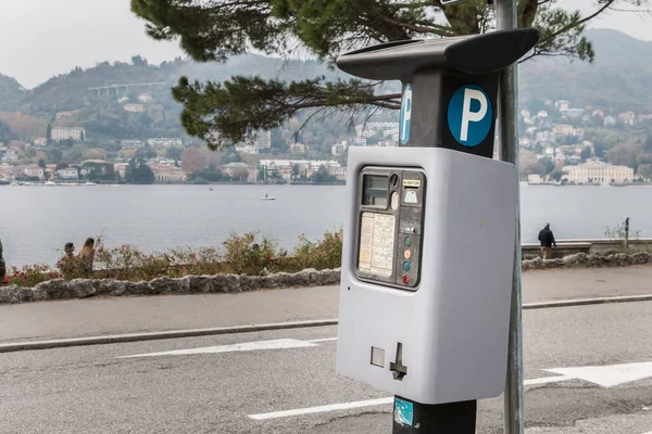 Côme Italie Novembre 2017 Parcmètre Près Centre Ville Près Lac — Photo