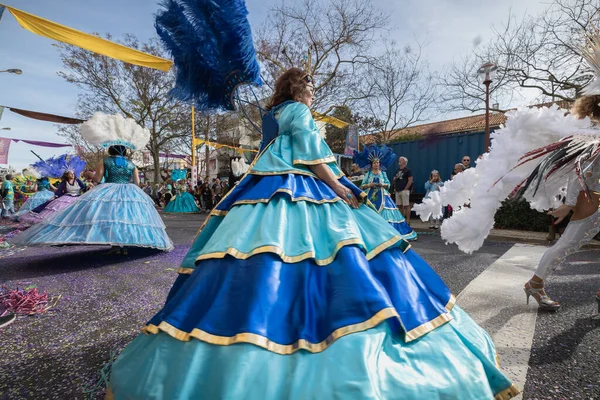 Loule Portugal February 2020 Dancers Parading Street Front Public Parade — Stock Photo, Image