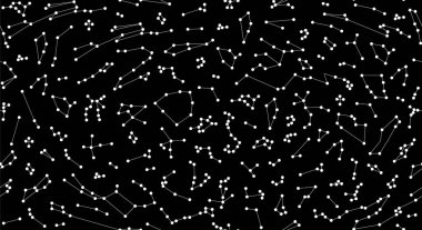 Vektör. Siyah bir arka plan astronomi farklı takımyıldızlar