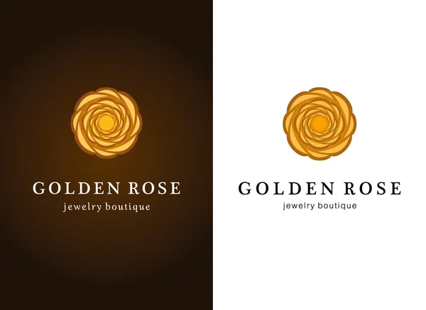 Elegant vector flower logo. Premium symbol. Graceful sign. Golden rose — Stock Vector