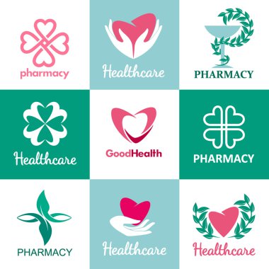 Eczaneler, klinikler, tıp ve sağlık için logoları