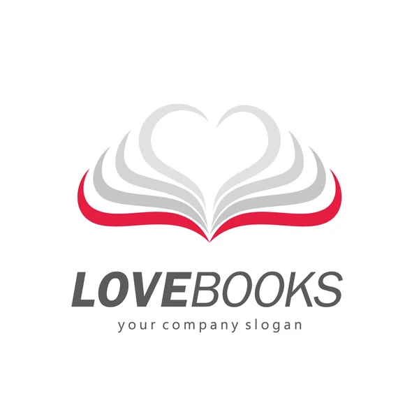 Логотип книжного магазина. Любовные книги — стоковый вектор