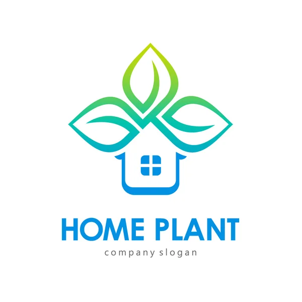 Modelo de logotipo do vetor de planta em casa —  Vetores de Stock