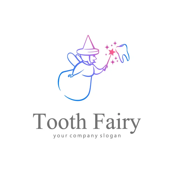 Logo tooth fairy dla kliniki stomatologicznej dla dzieci — Wektor stockowy