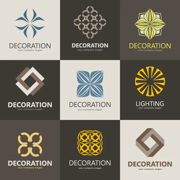 Een collectie van logo's voor interieur, meubelwinkels, decor items en home decoratie. Set 2 — Stockvector