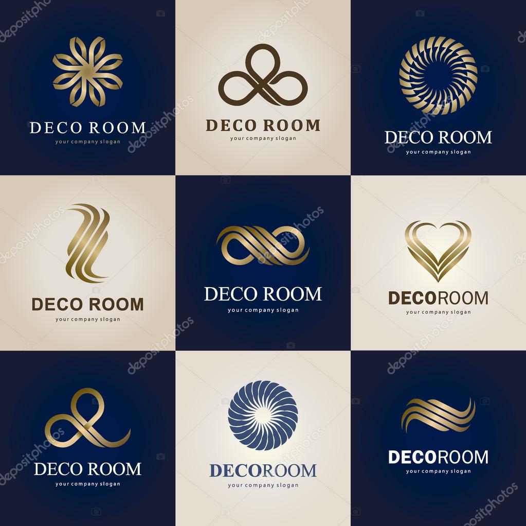 A collection of logos for interior, decor and home decoration