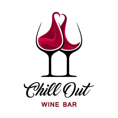 Şarap barı logo şablonu kullanıma chill.