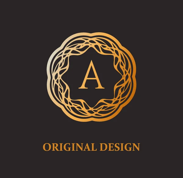 Golden original design emblem with text — Stock Vector