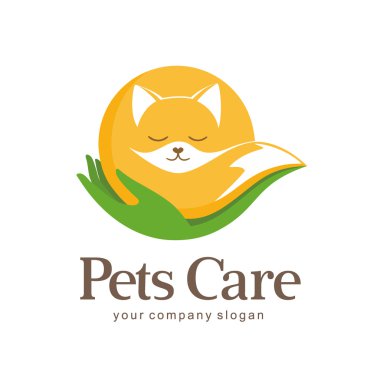 Evcil hayvan bakımı vektör logo şablonu