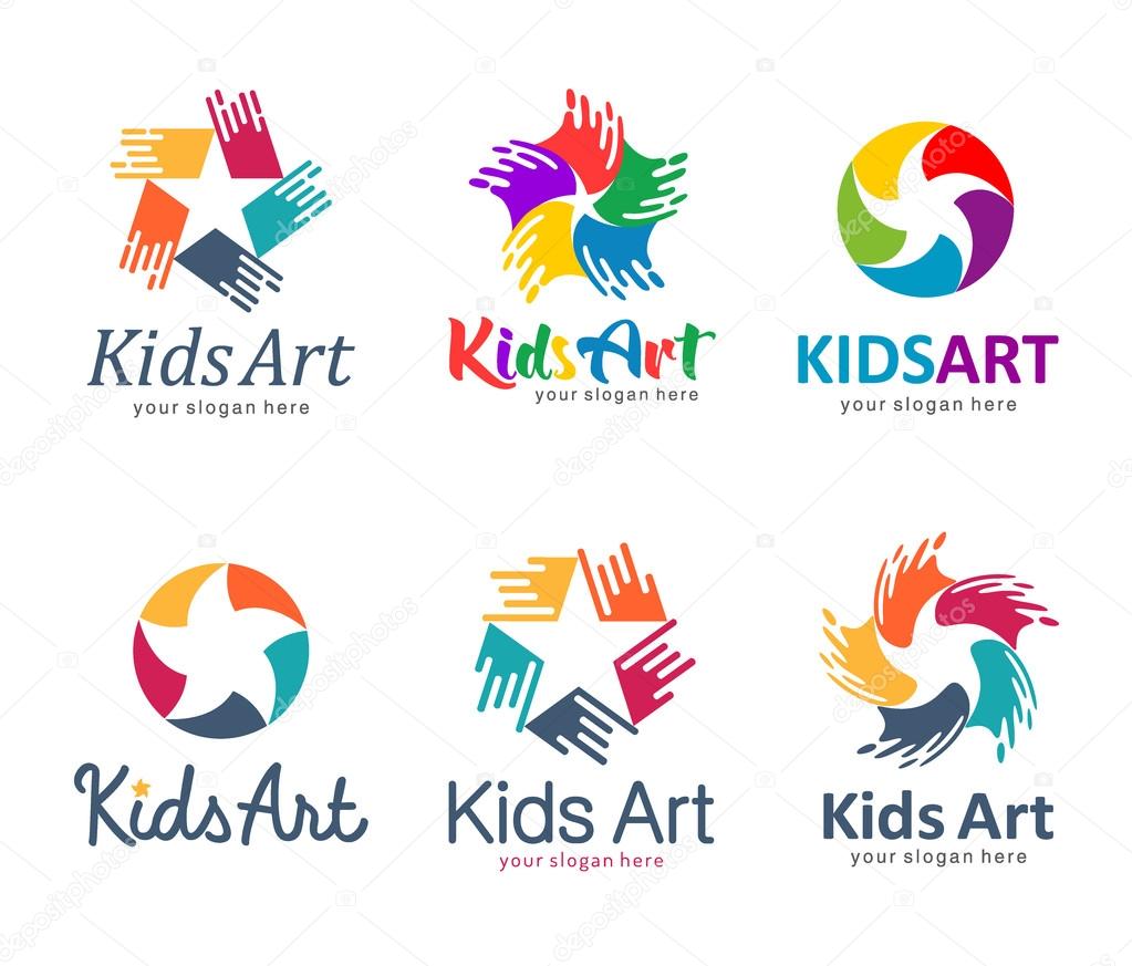 Children logo set. Vector illustration. Star kids. Kids art