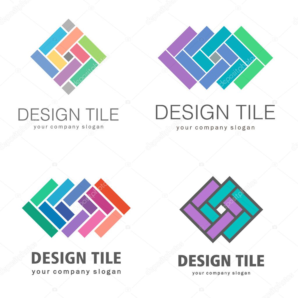 Set of logos of ceramic tiles. Design tile