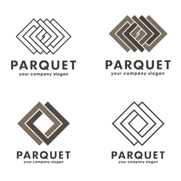 Set of vector logos parquet, parquet board, laminate, flooring. — Stock Vector