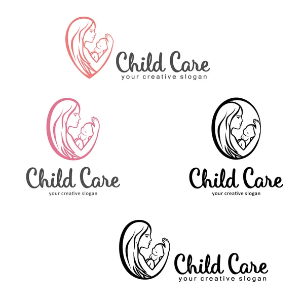 Set of Logos of child care, motherhood and childbearing — Stock Vector