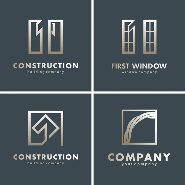 Ensemble de logo de bâtiment, modèle vectoriel. Recommandé pour les entreprises de construction, les entreprises de fenêtres, pour les réparations, les travaux de finition — Image vectorielle