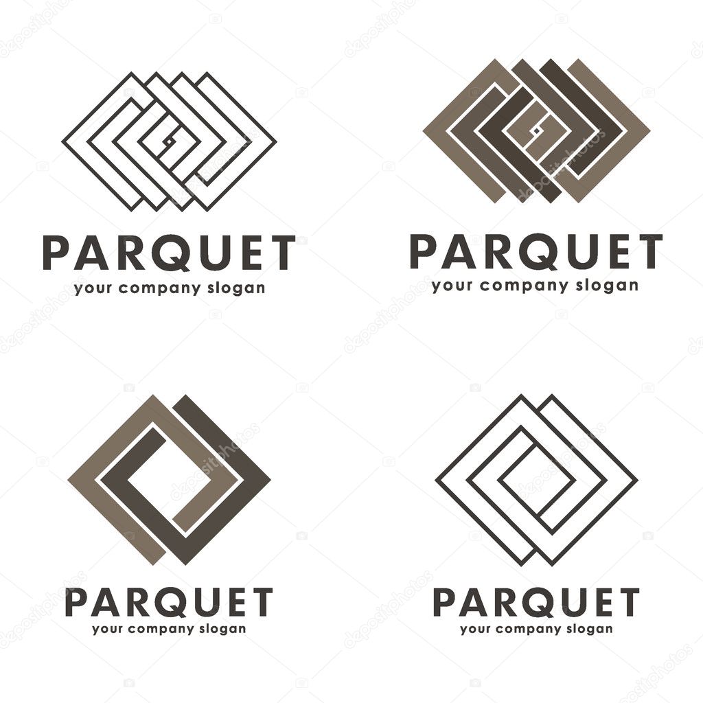 Set of vector logos parquet, parquet board, laminate, flooring.