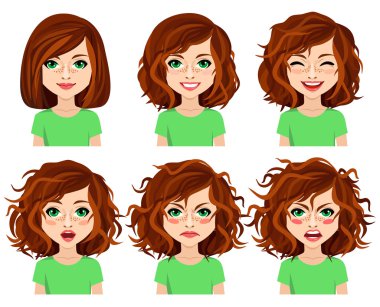 Duygular. Küçük bir kızın farklı ruh halleri