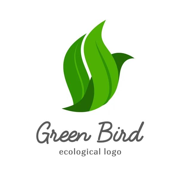 Vector farmácia logotipo, estilo de vida saudável, natural. Pássaro verde das folhas. Eco, bio, emblema orgânico — Vetor de Stock