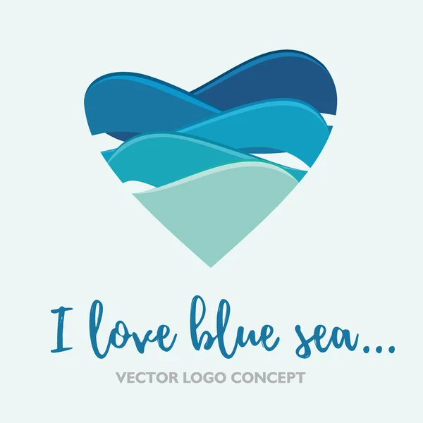 Kocham morze niebieski. Koncepcja logo wektor — Wektor stockowy