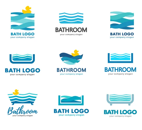 Uma coleção de logotipos para água, banheiro e encanamento. Associação Água . —  Vetores de Stock