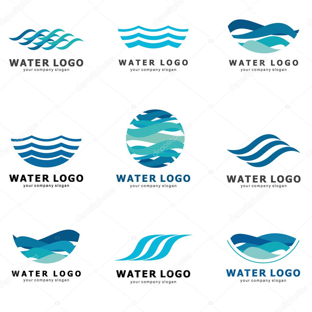 A collection of logos for water and plumbing. Water Association.
