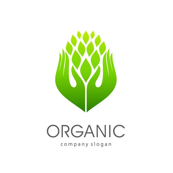 Plantilla de logotipo para productos orgánicos y naturales, estilo de vida saludable — Archivo Imágenes Vectoriales