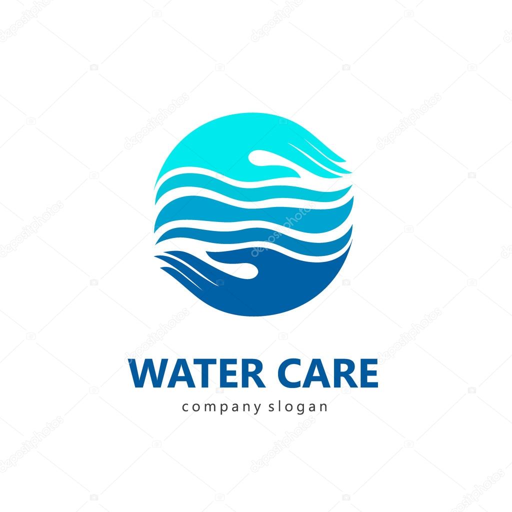 Logo template water care. Sign for cleaning pipes and sewage systems, water filters