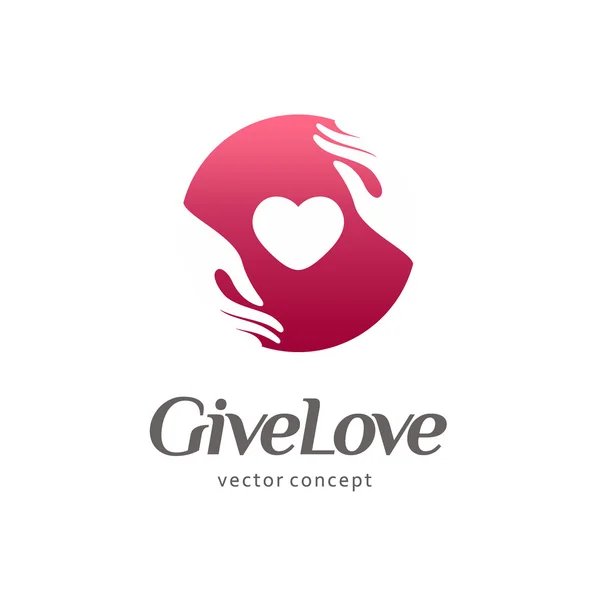 Logotipo para caridade e cuidados. Logotipo para o orfanato, cuidados com o bebé. Dá amor. — Vetor de Stock