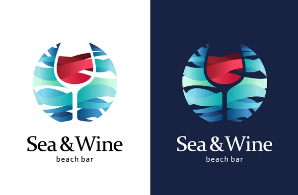 Szablon logo morze i wino — Wektor stockowy
