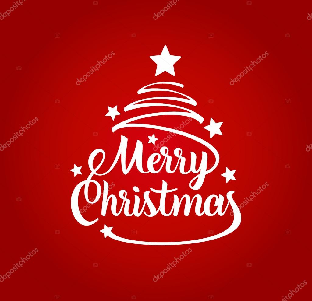 Christmas greeting card. Merry Christmas lettering, vector illustration