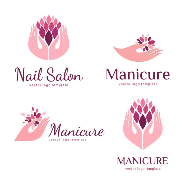 Vector conjunto de logotipos para manicura y salón de uñas — Vector de stock