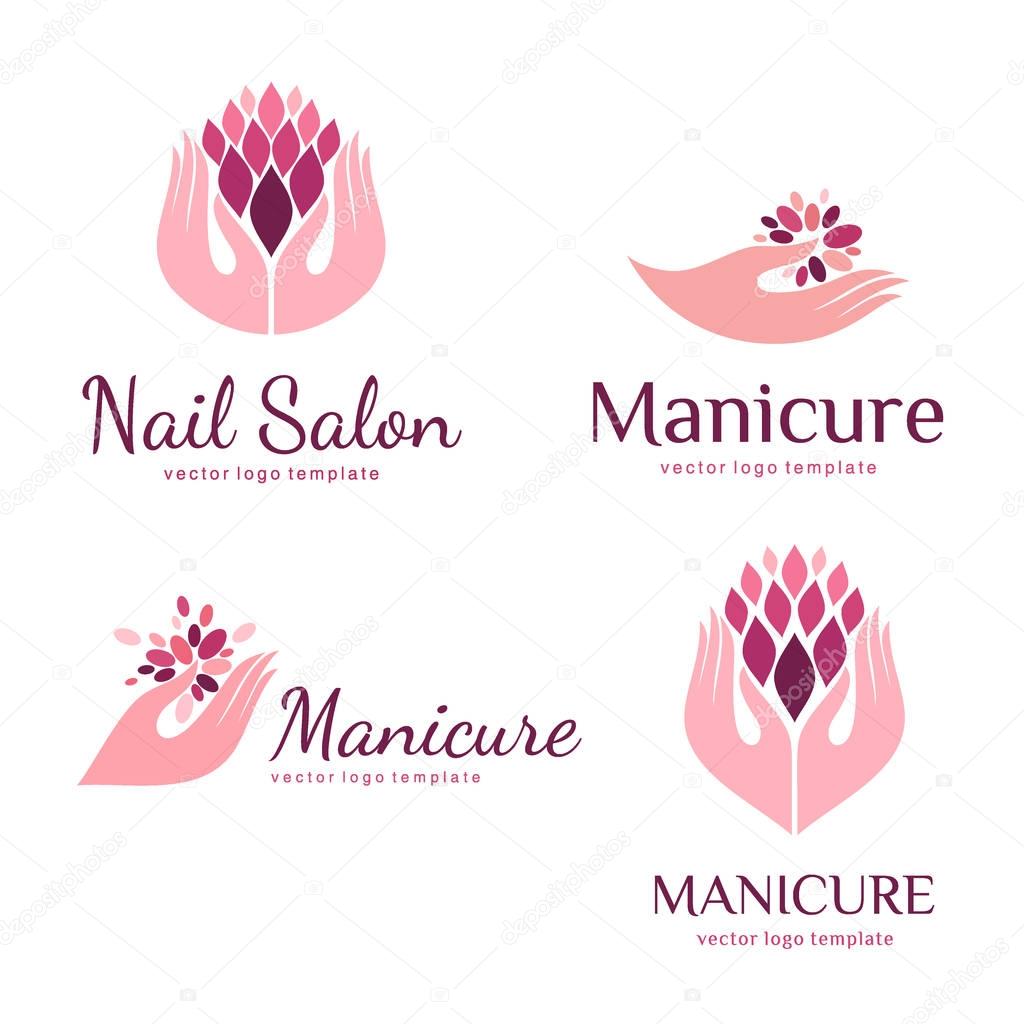 Vector set of logos for manicure and nail salon