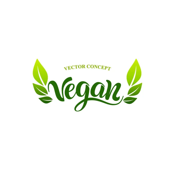 Conceito de logotipo Vegan. Sinal de vetor. Letras manuscritas para restaurante, café . —  Vetores de Stock