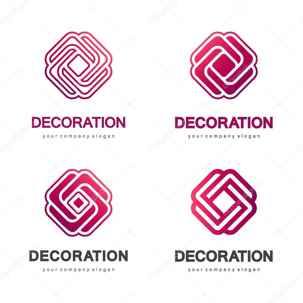 Set of vector logos for interior, furniture shops, decor items and home decoration.