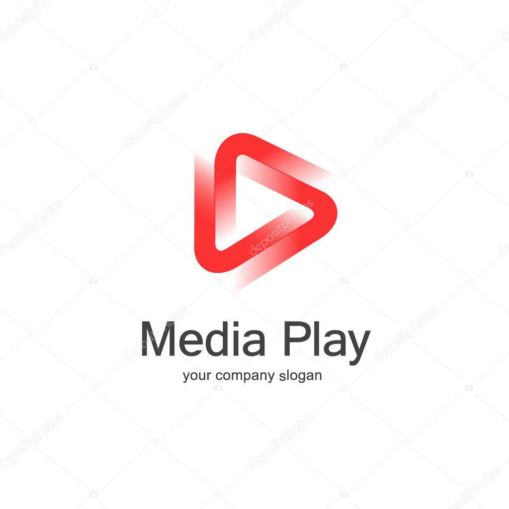 3D media play logo design.