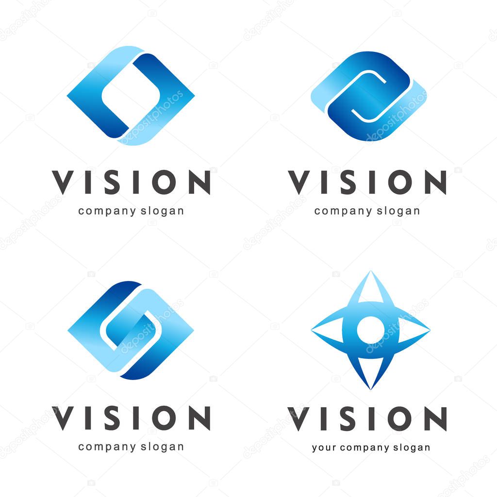 Vision. Eye logo set. Creative camera media icons. Video control signs.