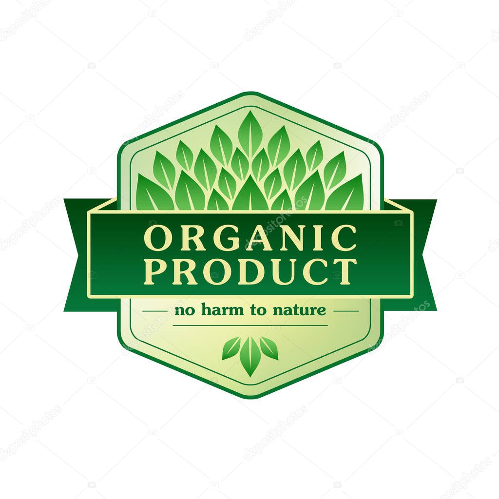 Organic product vector emblem