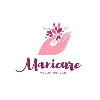 Manikür için logo tasarım vektör ve tırnak Salonu
