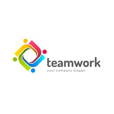 Logo tasarım vektör şablonu. Ekip çalışması. Ortaklık. Dostluk. Birlik