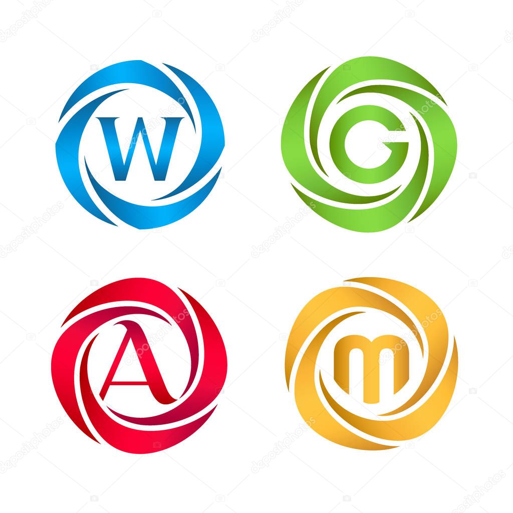Vector logo design. Letter A, W, M, G  template.