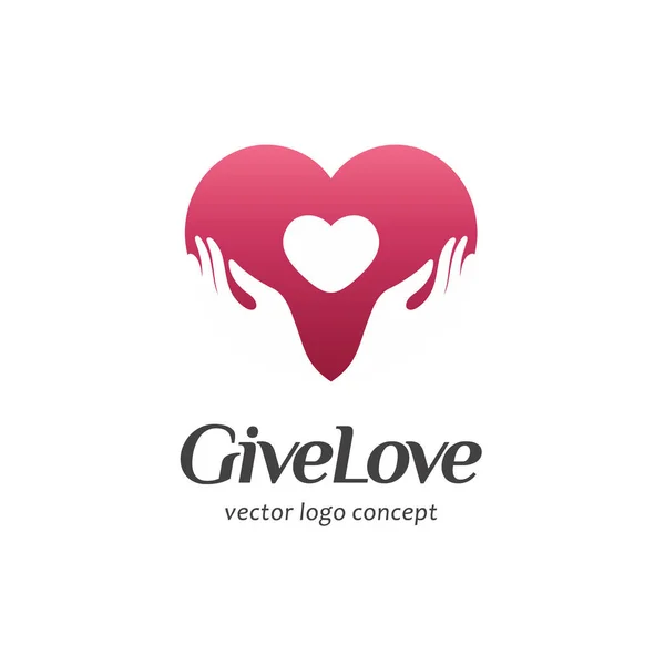 Logo pro charitu a péči. Logo pro sirotčinec, péče o dítě. Dávat lásku — Stockový vektor