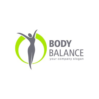 Fitness ve sağlık vektör logo tasarımı. Vücut dengesi