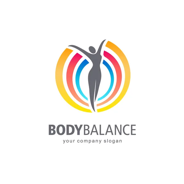 健身和健康矢量标志设计。身体的平衡 — 图库矢量图片