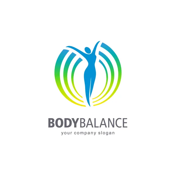 Fitness- und Wellness-Vektor-Logo-Design. Körperbalance — Stockvektor