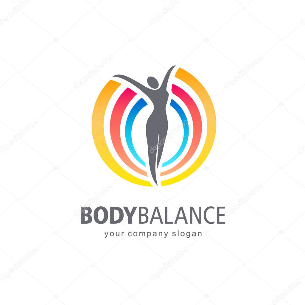 Fitness and wellness vector logo design. Body balance