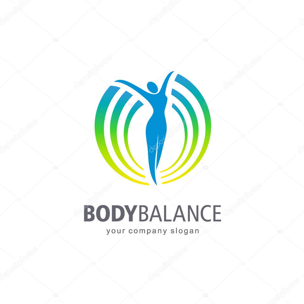 Fitness and wellness vector logo design. Body balance
