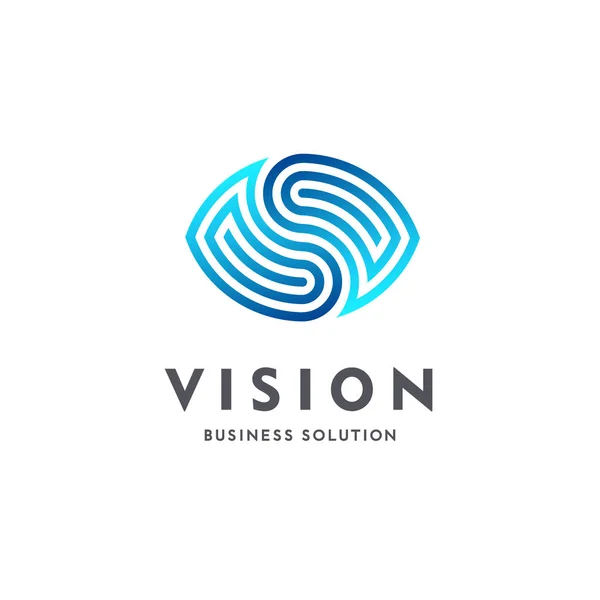 Vision. Logo des yeux. Panneaux de contrôle vidéo. Solution d'entreprise intelligente — Image vectorielle