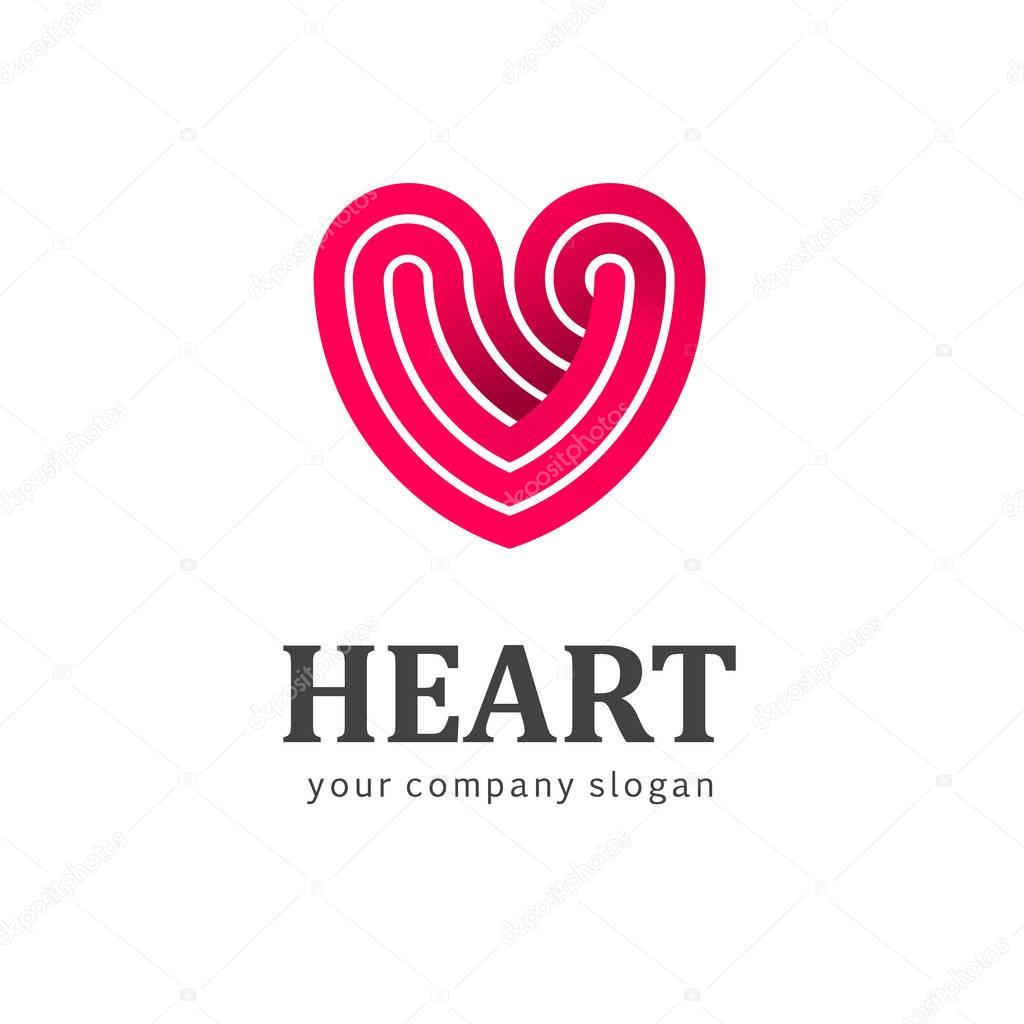 Red heart - vector logo template. Design element. Medicine and health care concept. Charity and philanthropy.