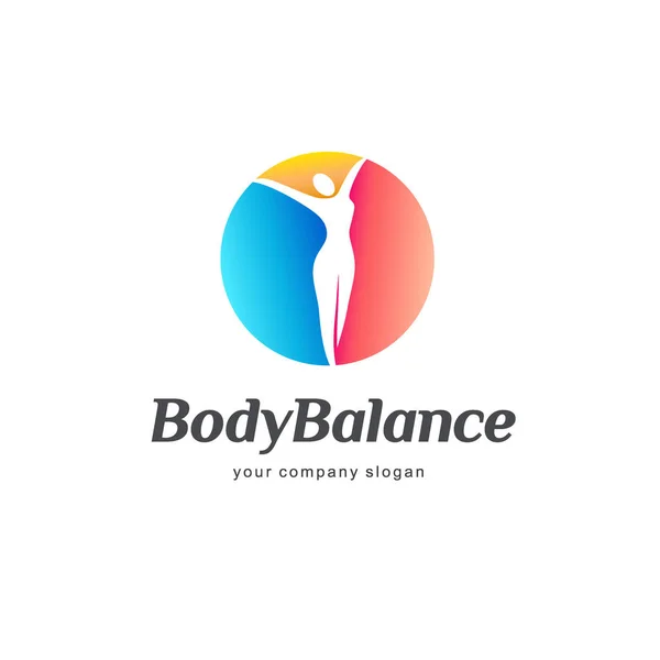 Diseño del logotipo del vector de fitness y bienestar. Balance corporal — Vector de stock