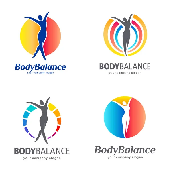 Fitness- und Wellness-Vektor-Logo-Design. Body Balance Logo Set — Stockvektor